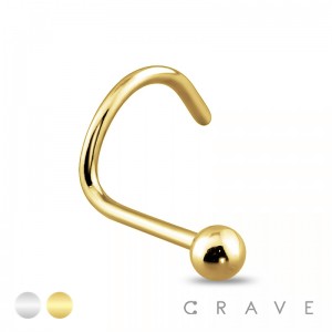 PLAIN BALL TOP SURGICAL STEEL NOSE SCREW (FISH HOOK)